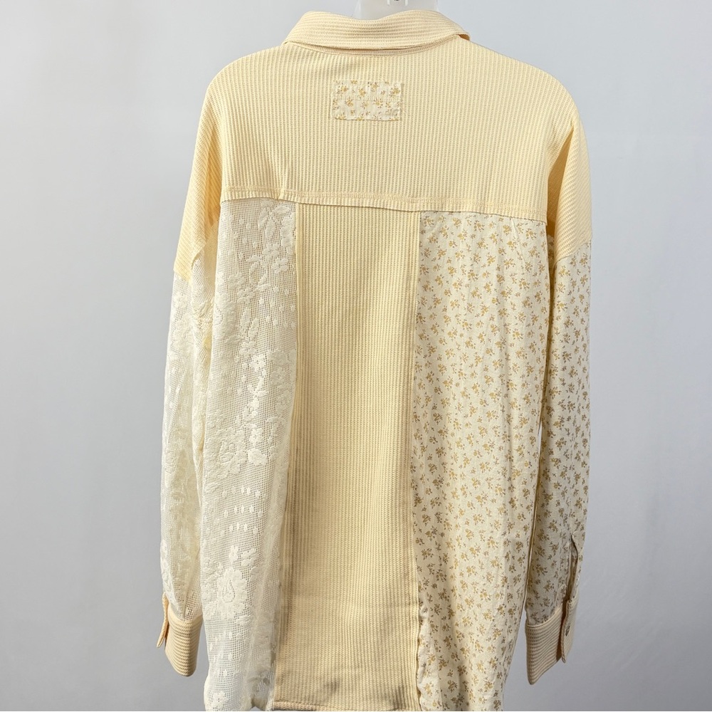 Newinc Patchwork Lace Floral Button Down Shirt NWT - image 2